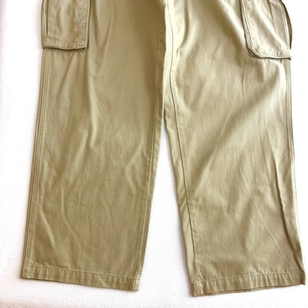 NWT PLUGG Tan Khaki Men’s Relaxed Fit Industrial Wide Leg Cargo Pants‎ 38/32L